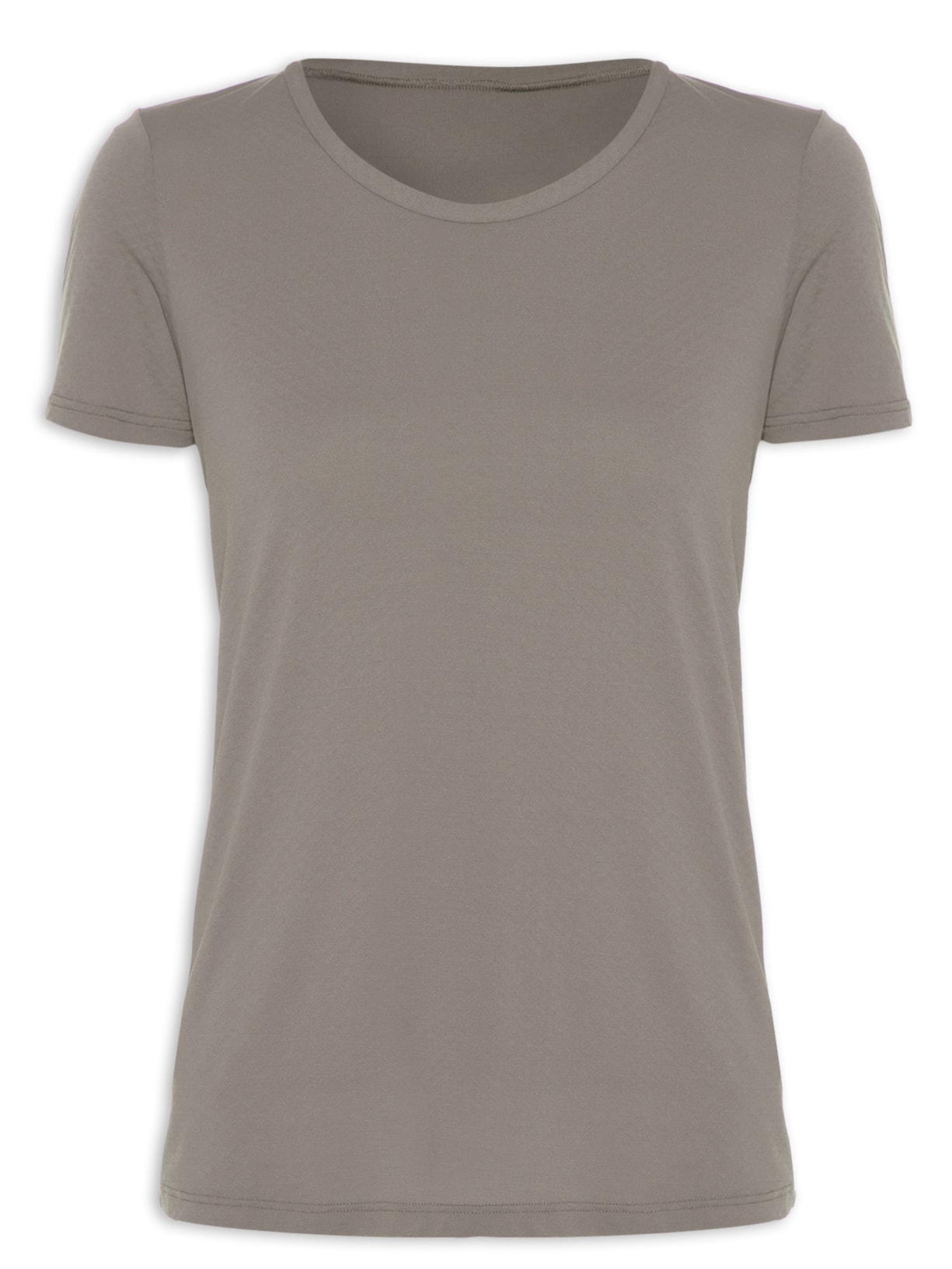 Camiseta Feminina Manga Curta Lisa - Cinza