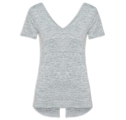 Camiseta Feminina Manga Curta Lisa - Cinza 