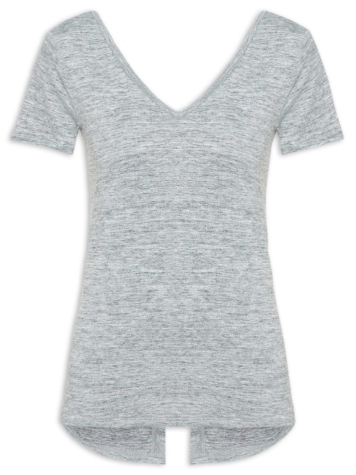 Camiseta Feminina Manga Curta Lisa - Cinza