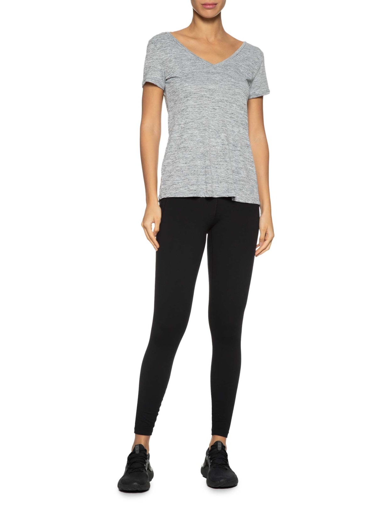 Camiseta Feminina Manga Curta Lisa Cinza  Body For Sure