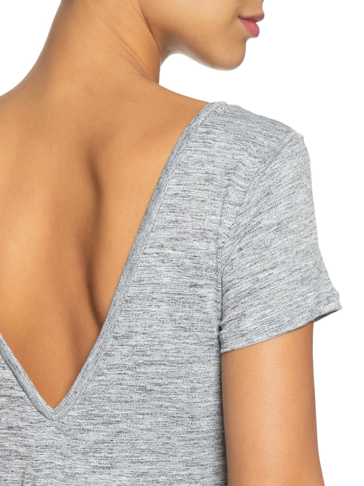 Camiseta Feminina Manga Curta Lisa Cinza  Body For Sure