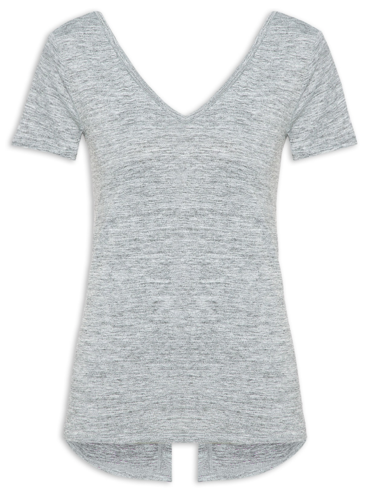 Camiseta Feminina Manga Curta Lisa - Cinza