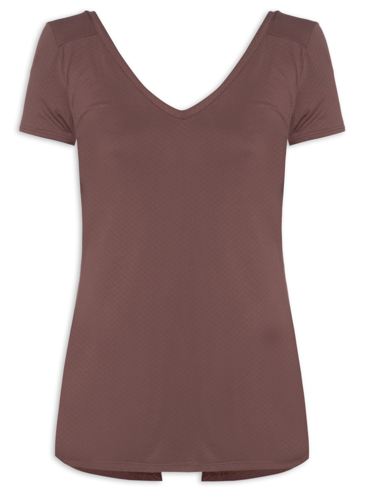 Camiseta Feminina Manga Curta Lisa - Marrom