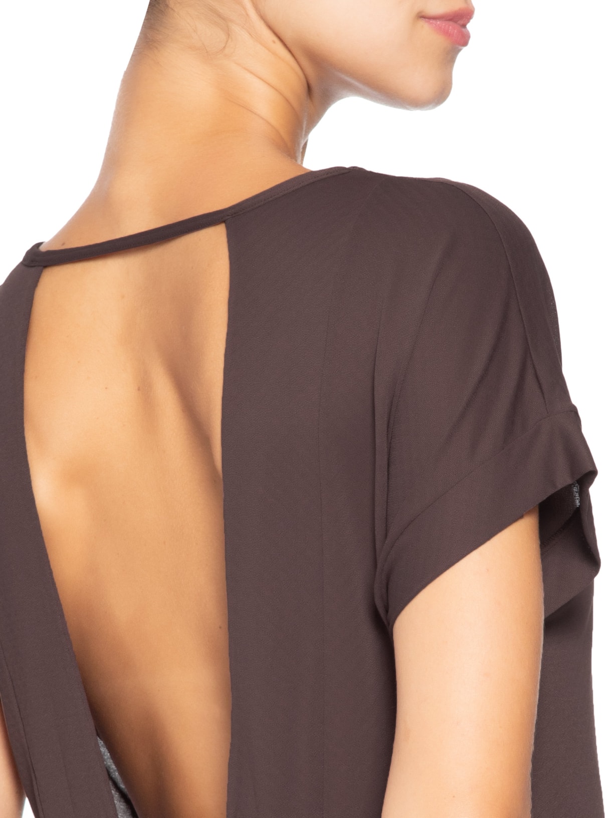 Camiseta Feminina Manga Curta Lisa Marrom Body For Sure