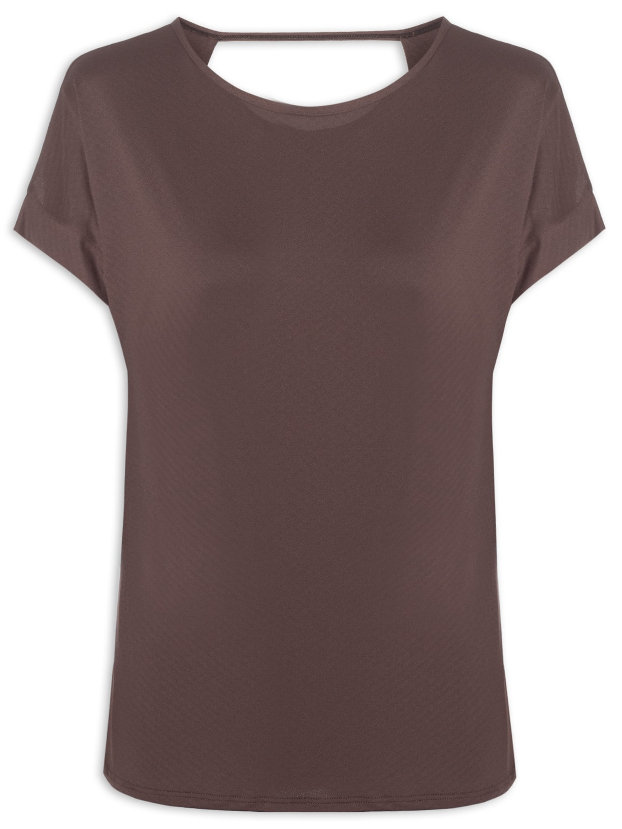 Camiseta Feminina Manga Curta Lisa Marrom Body For Sure