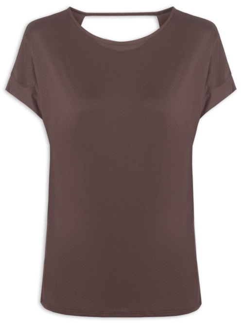 Camiseta Feminina Manga Curta Lisa - Marrom