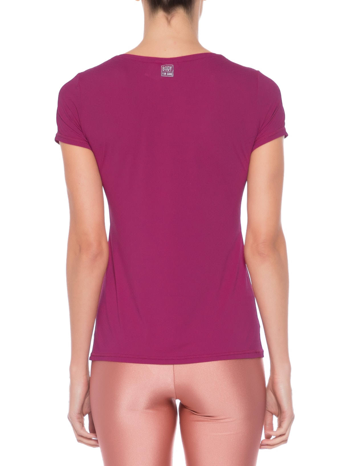 Camiseta Feminina Manga Curta Lisa Vinho Body For Sure
