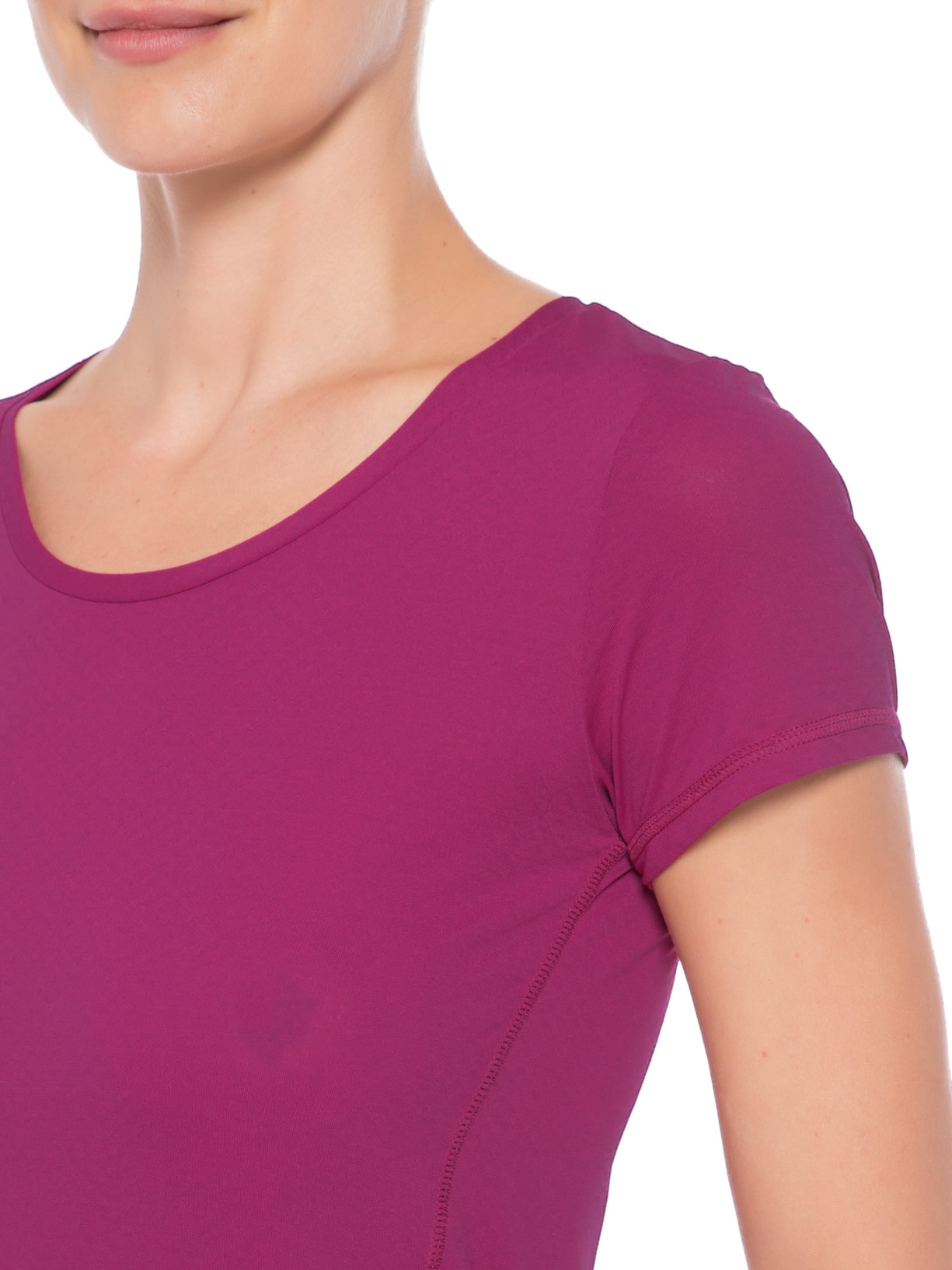 Camiseta Feminina Manga Curta Lisa Vinho Body For Sure