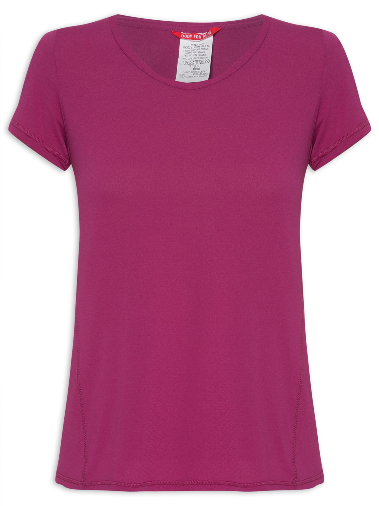 Camiseta Feminina Manga Curta Lisa Vinho Body For Sure