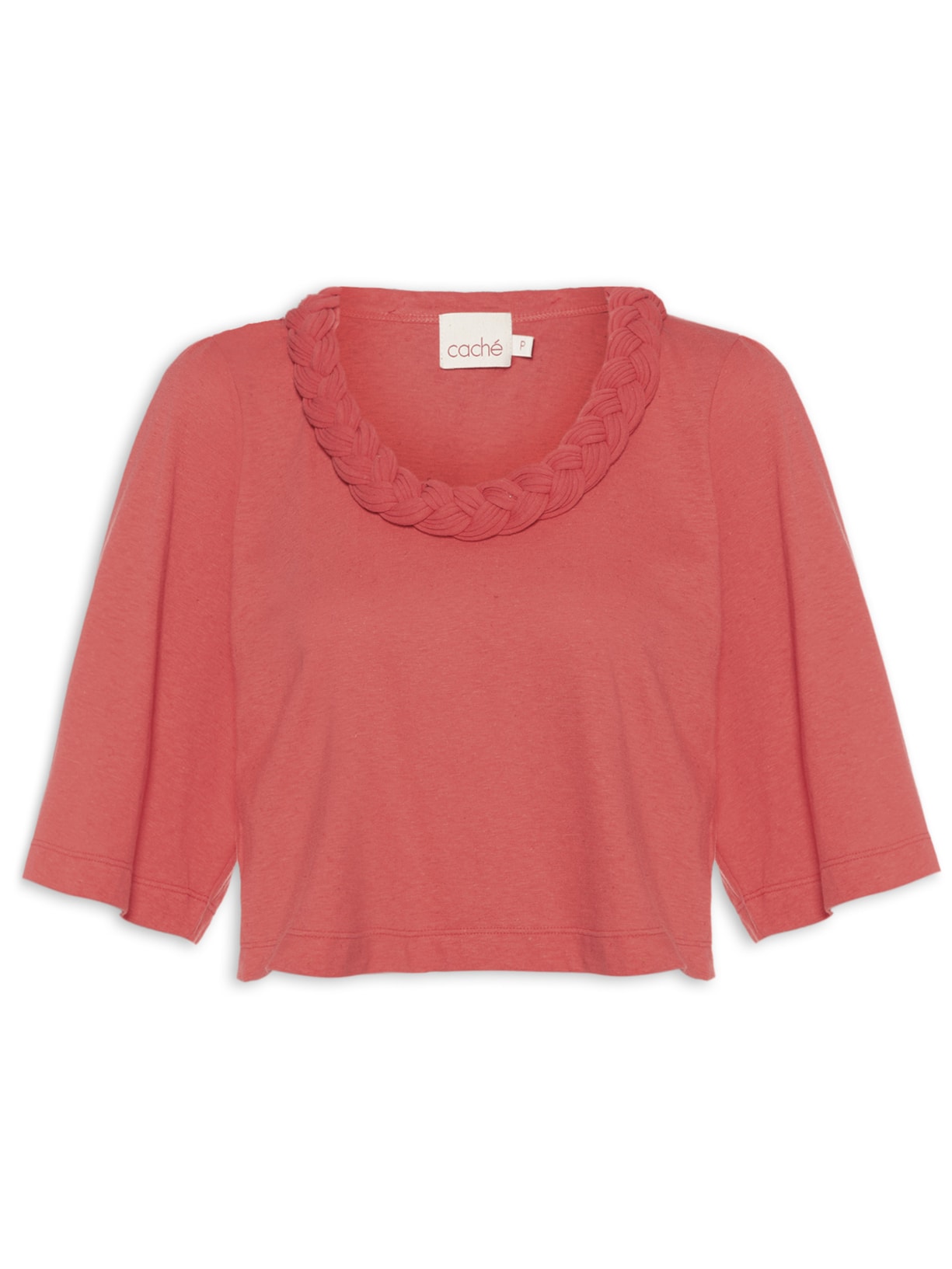 Camiseta Feminina Manga Curta Maya Trança - Laranja