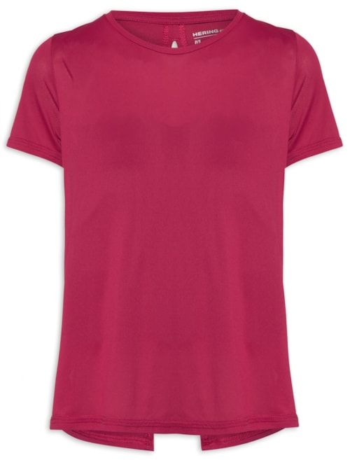Camiseta Feminina Manga Curta Recortes - Rosa