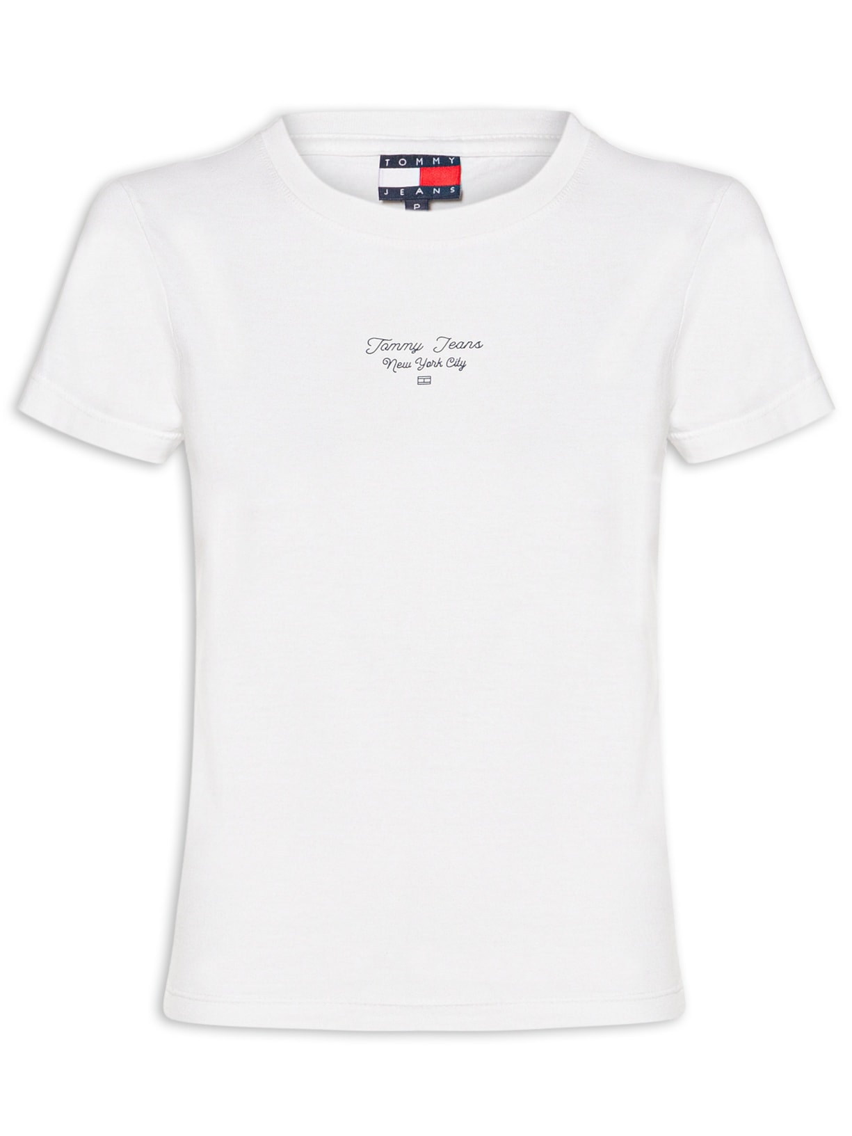 Camiseta Feminina Manga Curta Slim Ess Logo - Branco