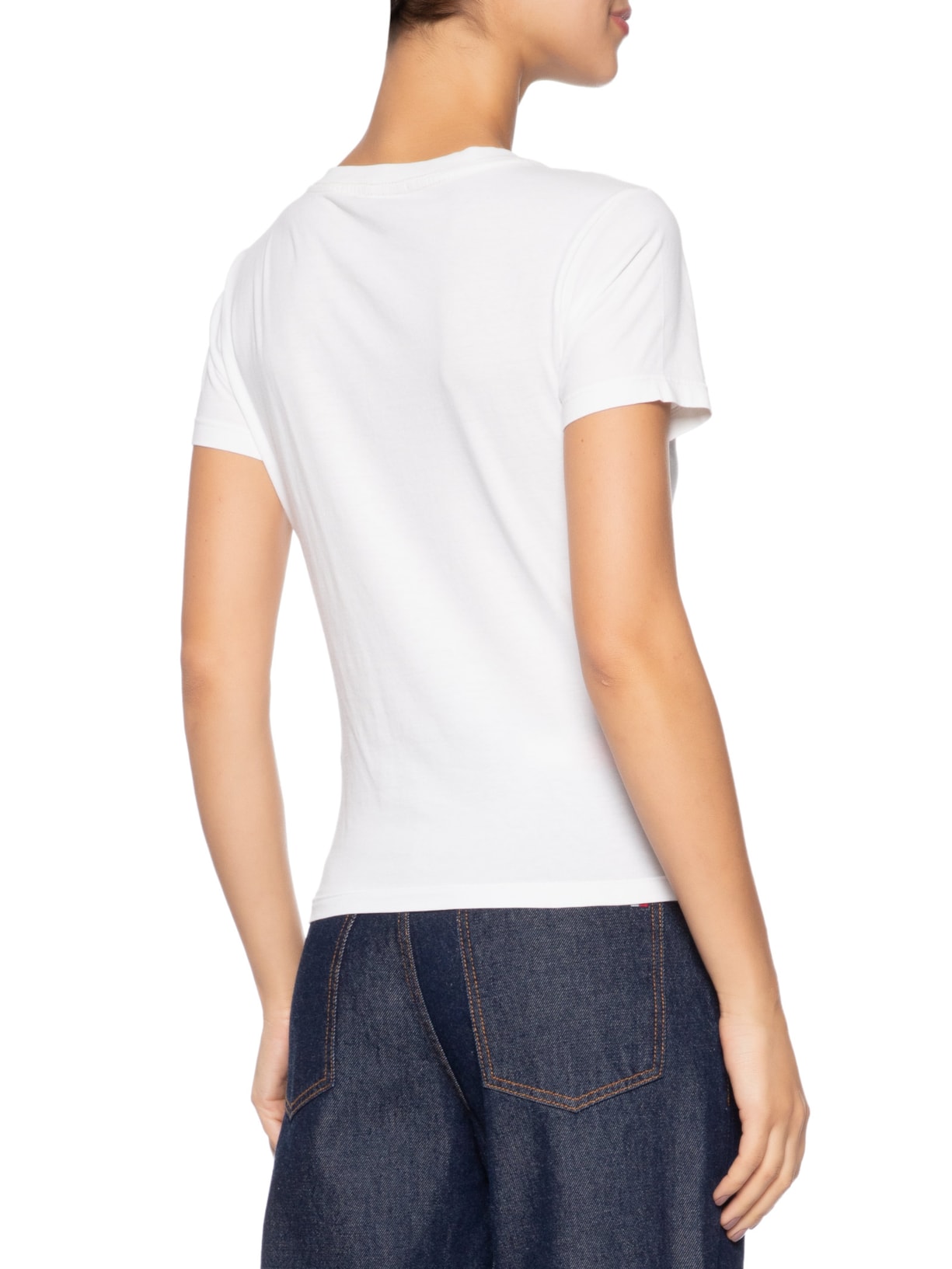 Camiseta Feminina Manga Curta Slim Ess Logo Branco Tommy Jeans