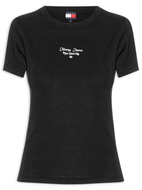 Camiseta Feminina Manga Curta Slim Ess Logo - Preto