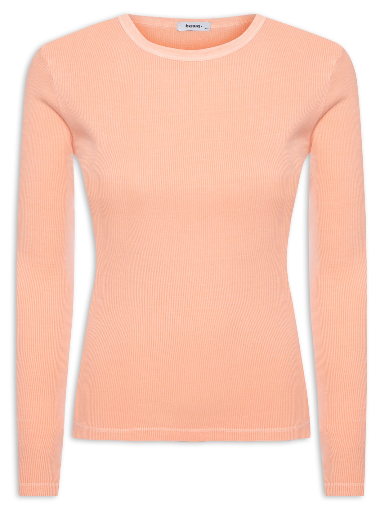 Camiseta Feminina Manga Longa Canelada - Laranja