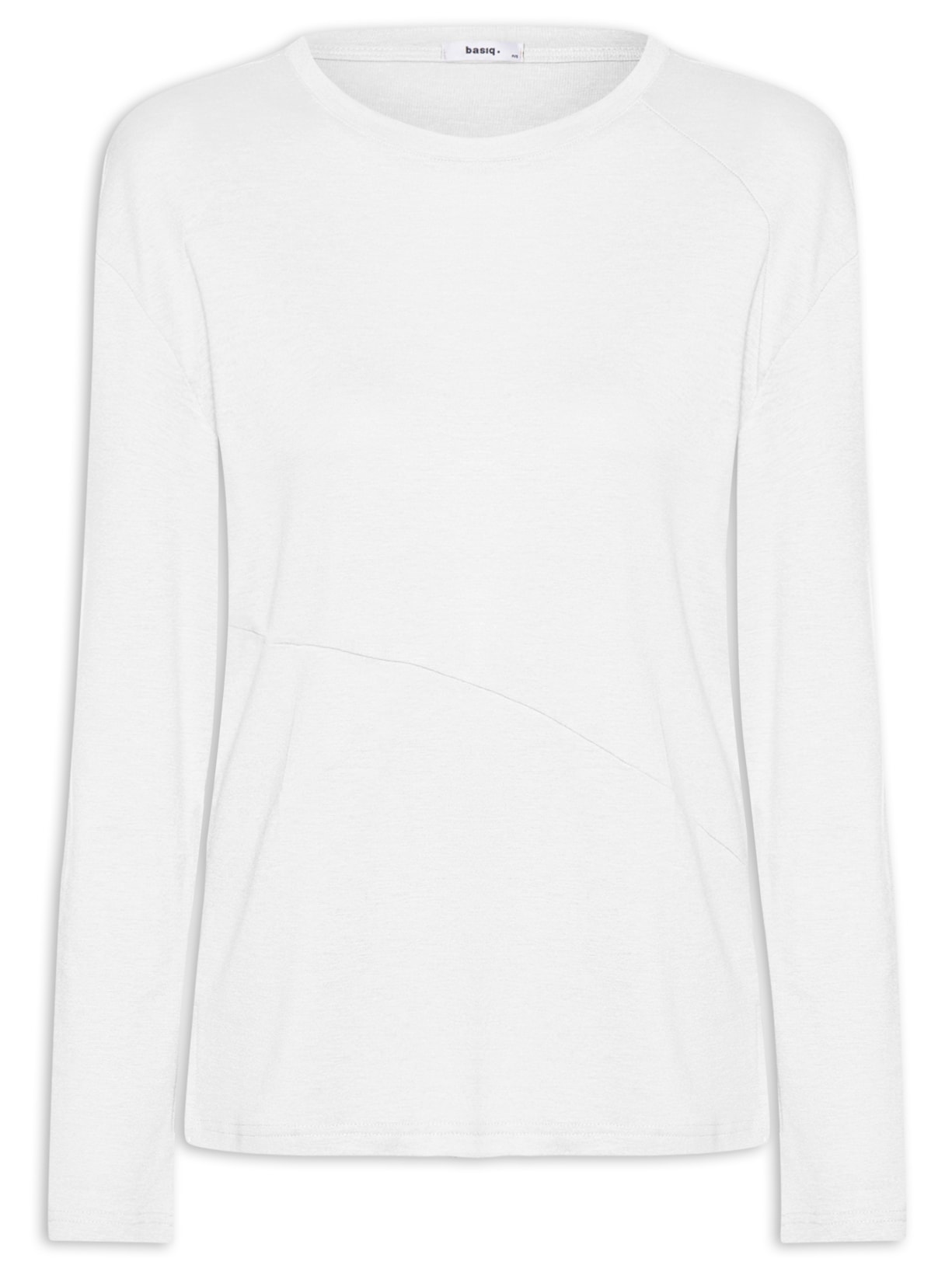 Camiseta Feminina Manga Longa Com Recortes - Branco
