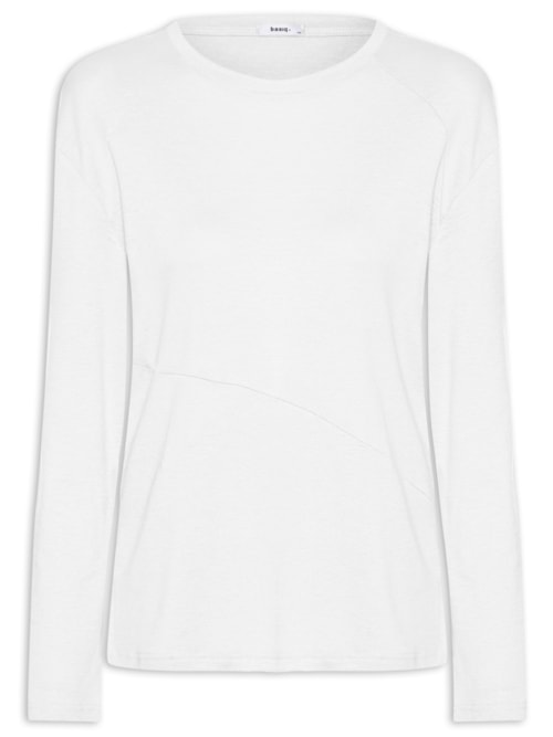 Camiseta Feminina Manga Longa Com Recortes - Branco