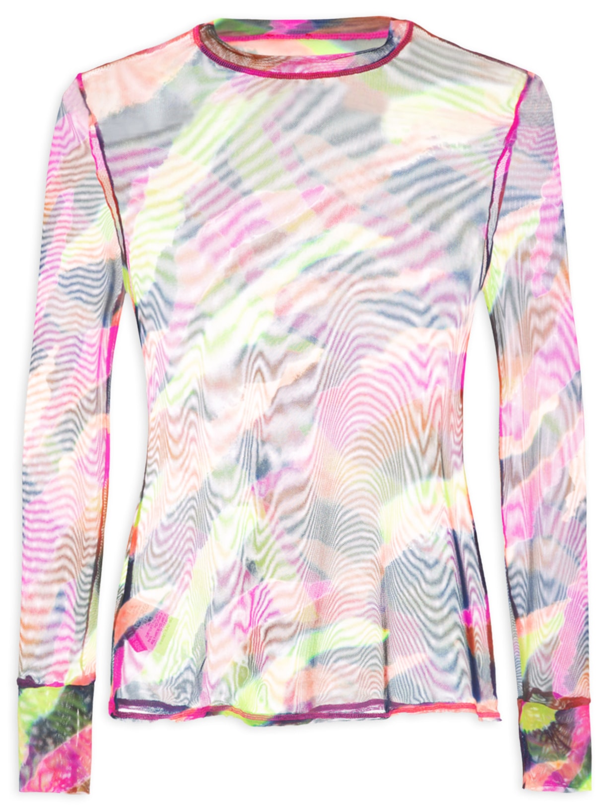 Camiseta Feminina Manga Longa Estampada - Rosa