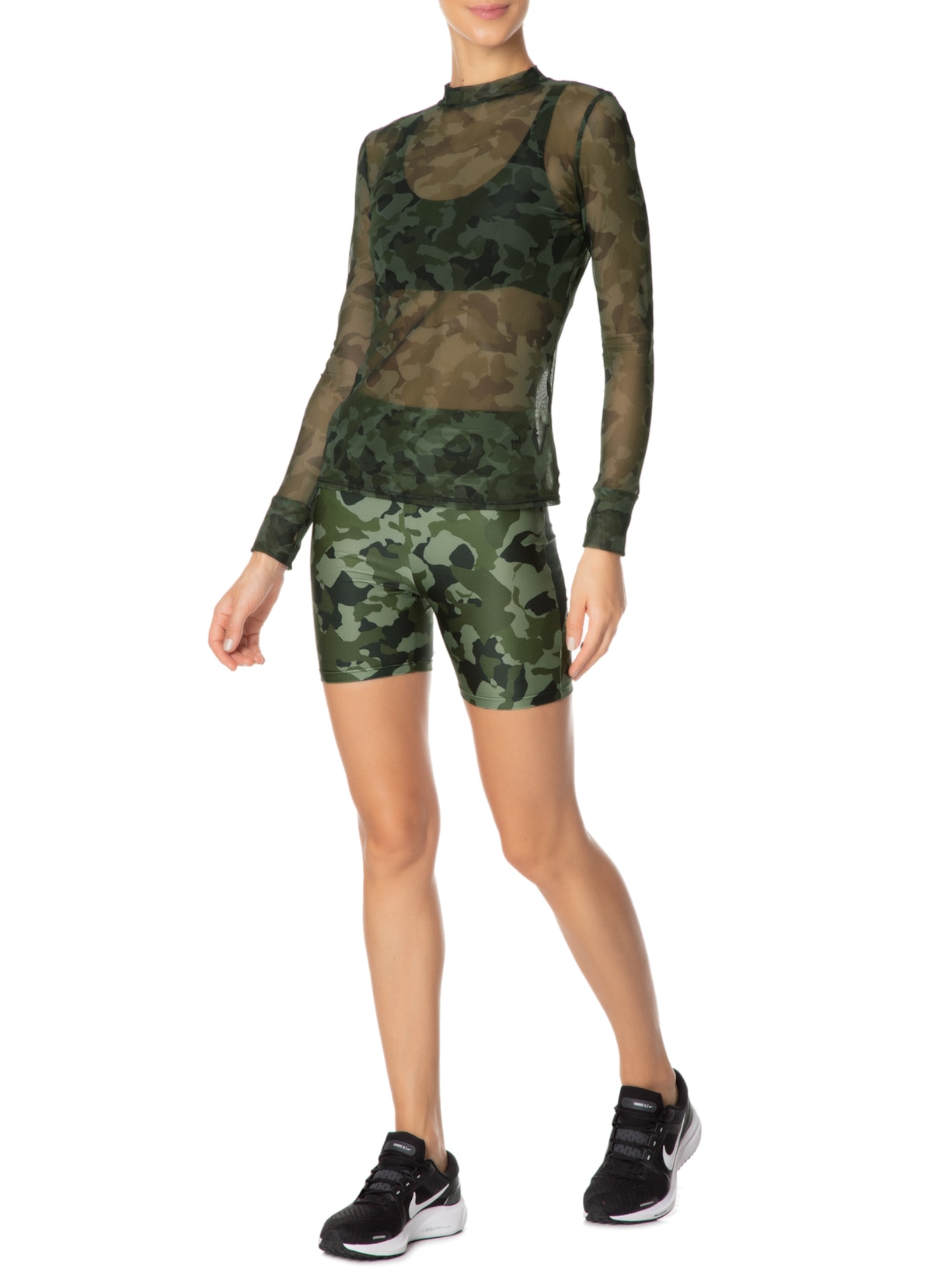 Camiseta Feminina Manga Longa Estampada Verde Body For Sure