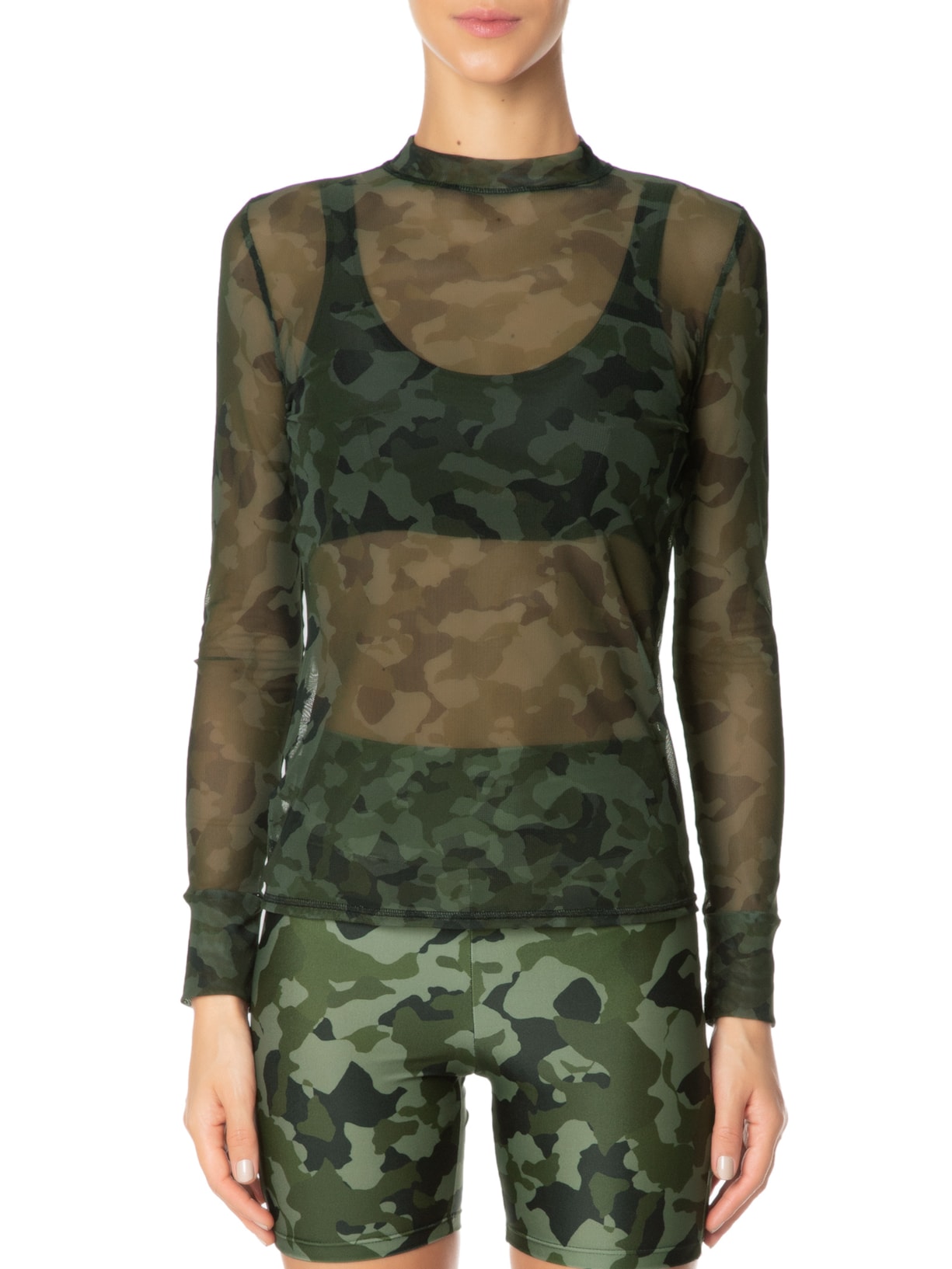 Camiseta Feminina Manga Longa Estampada Verde Body For Sure