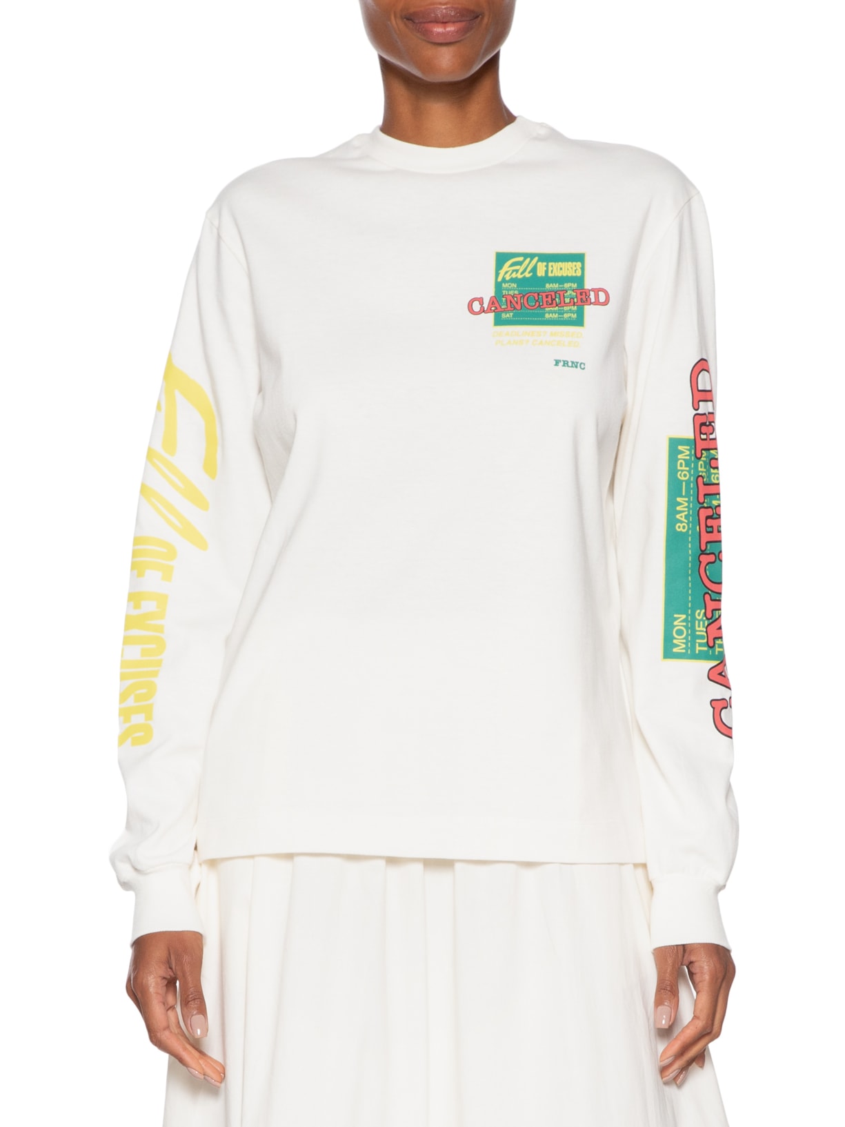 Camiseta Feminina Manga Longa Excuses Off White Francesca