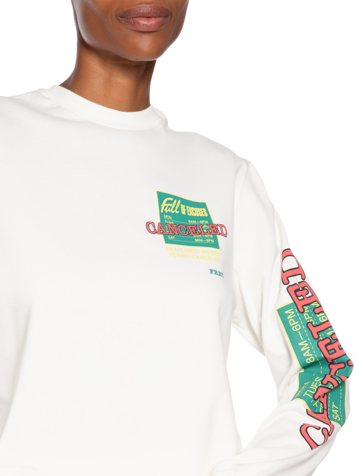 Camiseta Feminina Manga Longa Excuses Off White Francesca