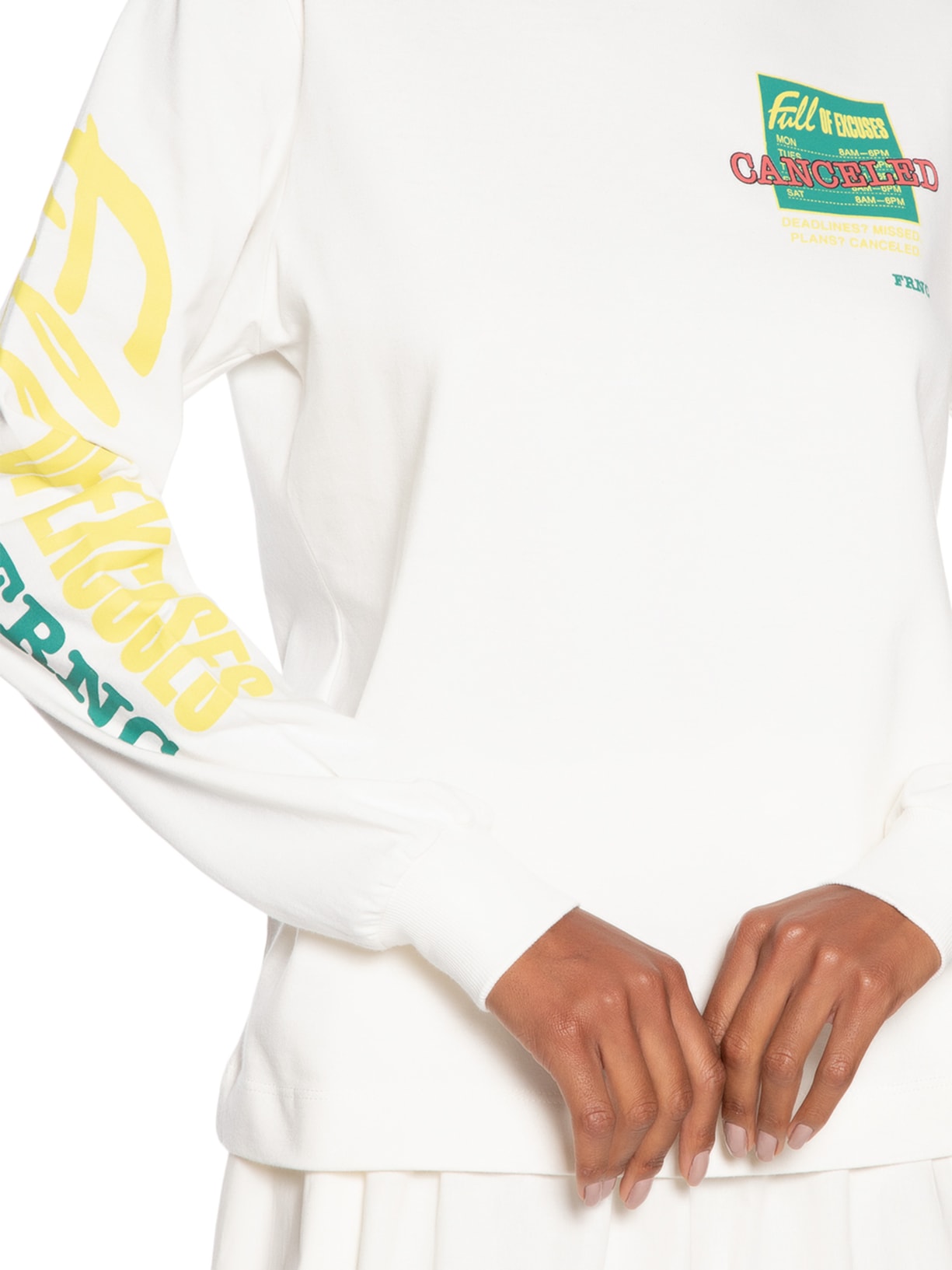 Camiseta Feminina Manga Longa Excuses Off White Francesca