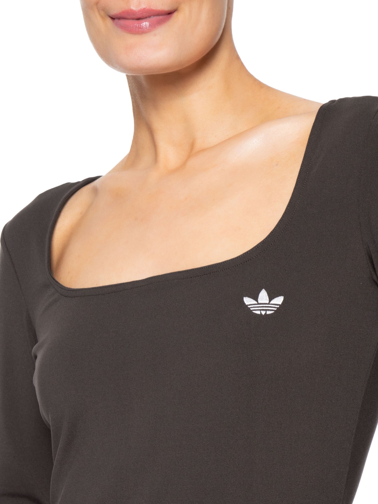 Camiseta Feminina Manga Longa Justa Ess Marrom Adidas Originals