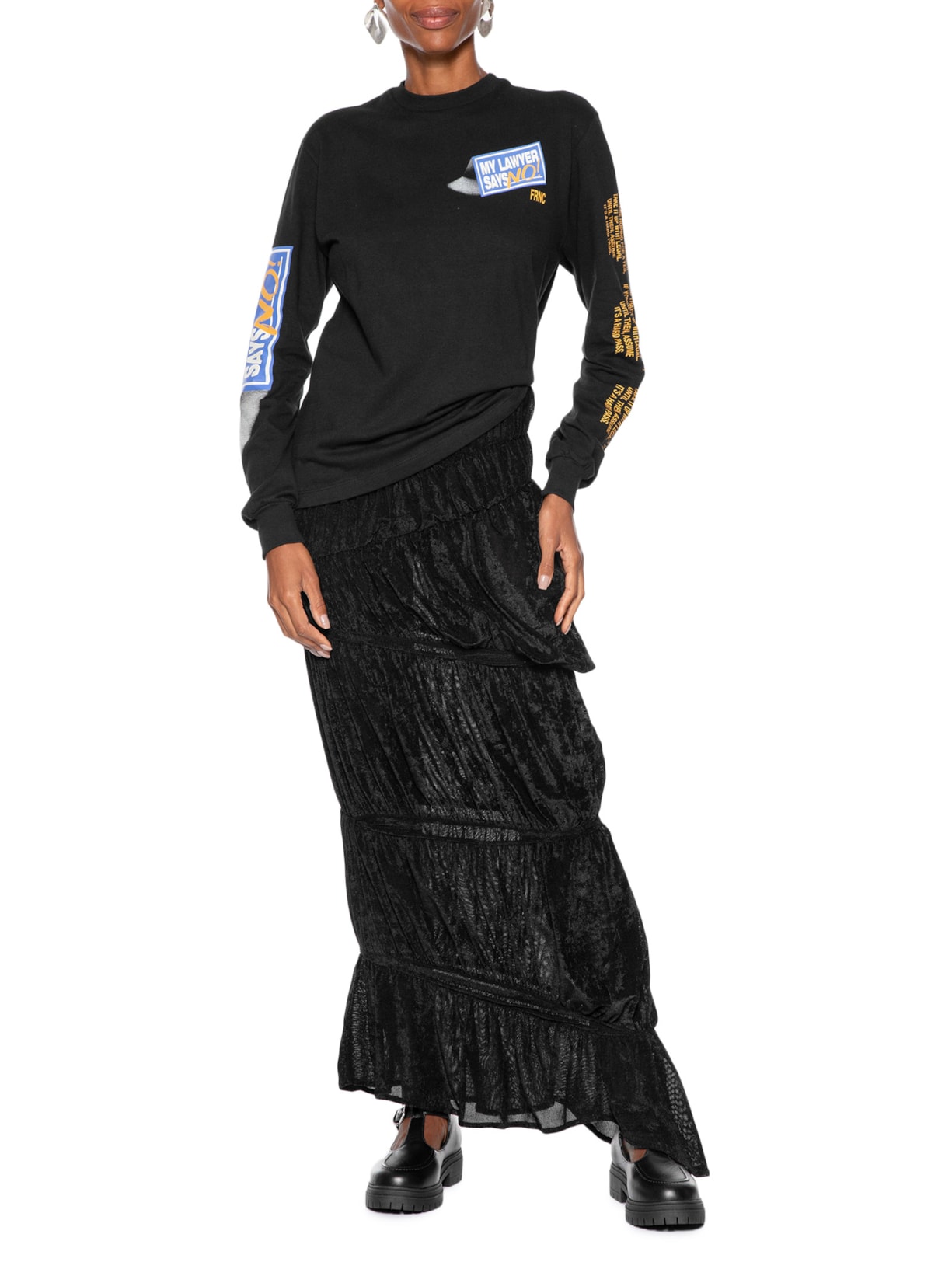 Camiseta Feminina Manga Longa Lawyer Preto Francesca