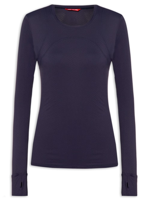 Camiseta Feminina Manga Longa Lisa - Azul