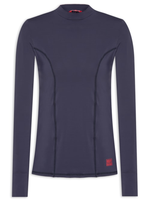 Camiseta Feminina Manga Longa Lisa - Azul