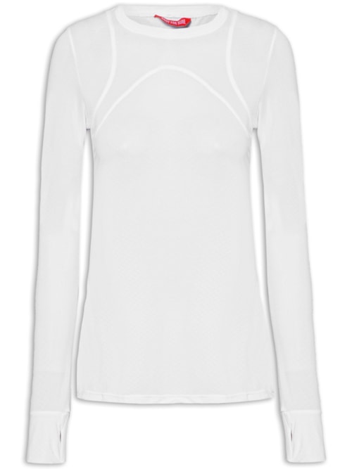 Camiseta Feminina Manga Longa Lisa - Branco