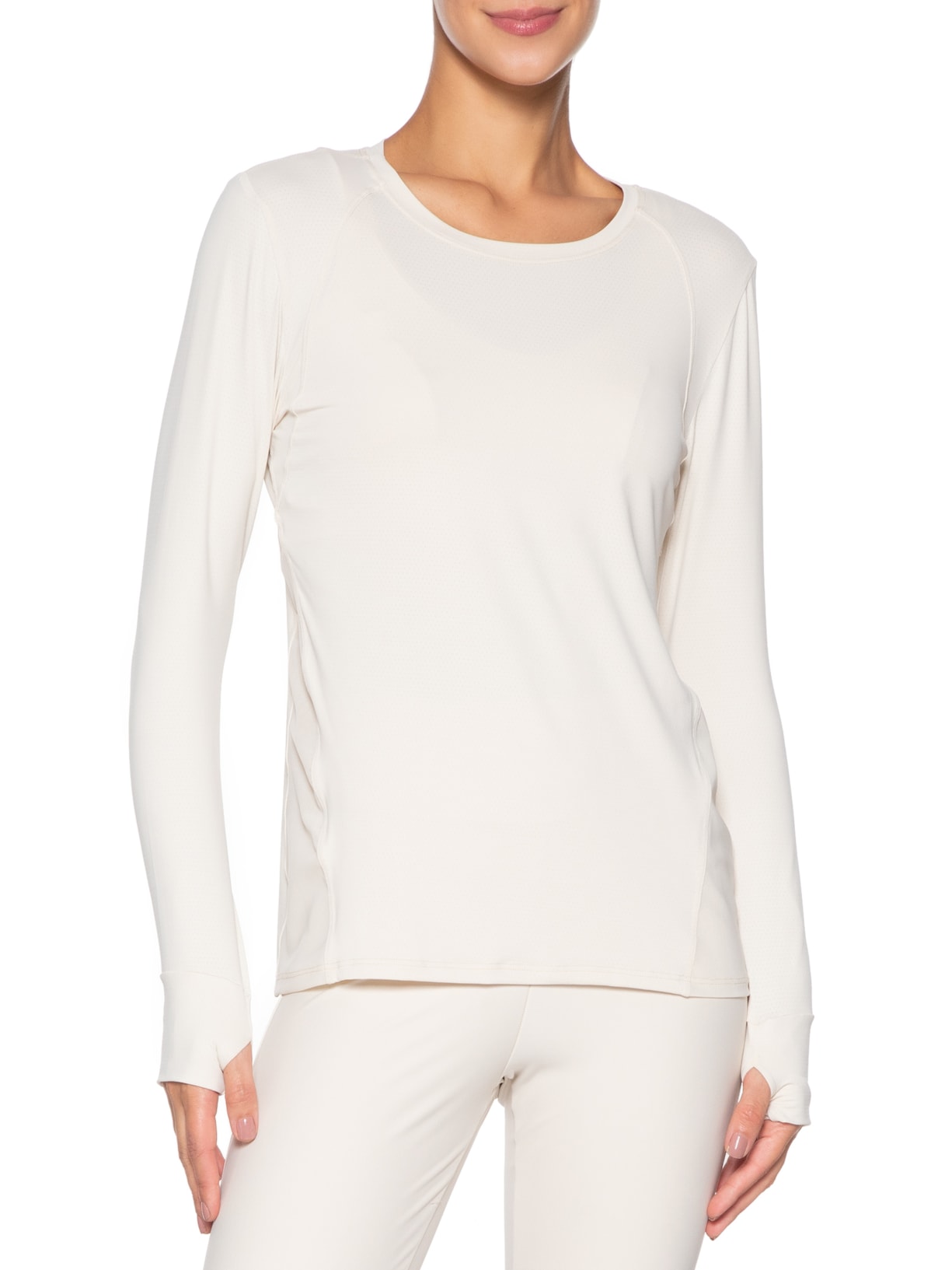 Camiseta Feminina Manga Longa Lisa Branco Body For Sure