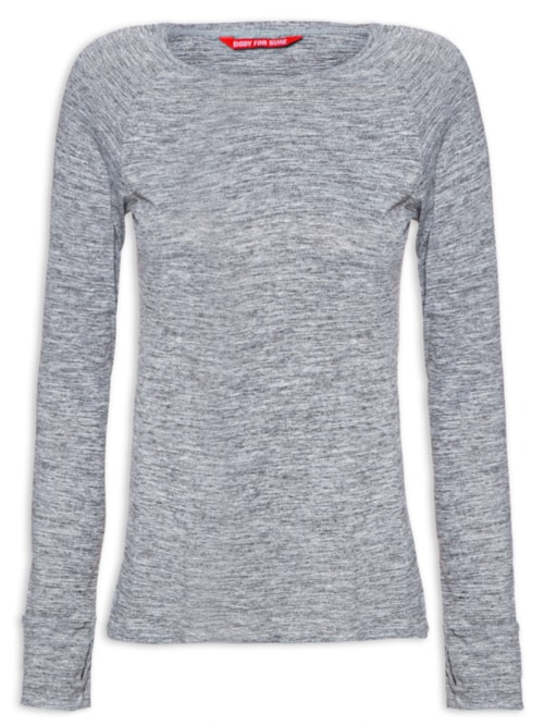 Camiseta Feminina Manga Longa Lisa - Cinza