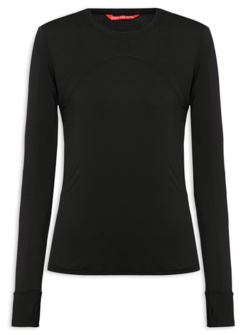 Camiseta Feminina Manga Longa Lisa - Preto