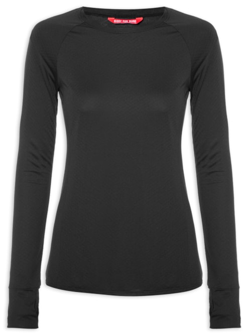 Camiseta Feminina Manga Longa Lisa - Preto