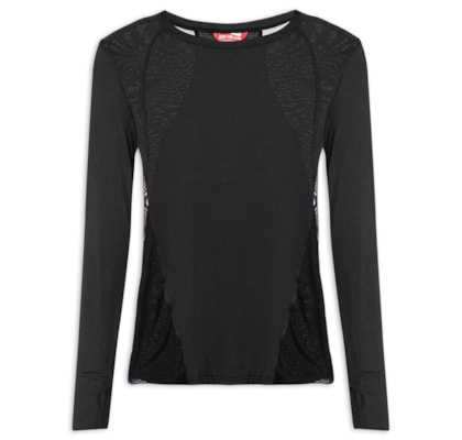 Camiseta Feminina Manga Longa Lisa - Preto