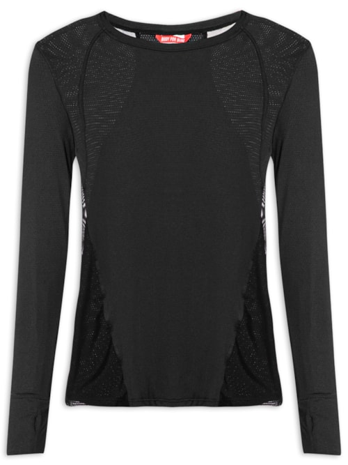 Camiseta Feminina Manga Longa Lisa - Preto