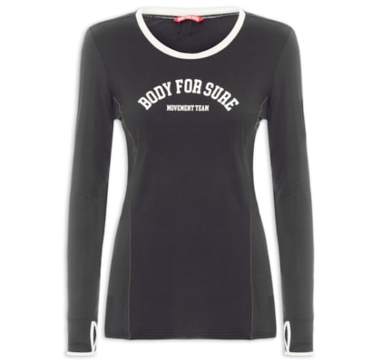 Camiseta Feminina Manga Longa Lisa - Preto