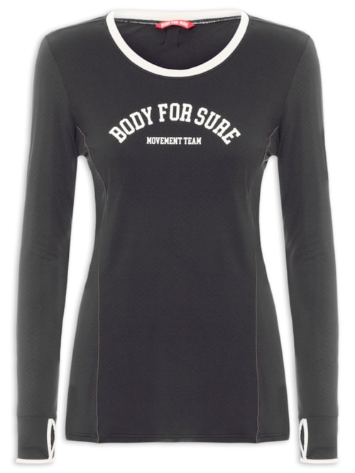 Camiseta Feminina Manga Longa Lisa - Preto