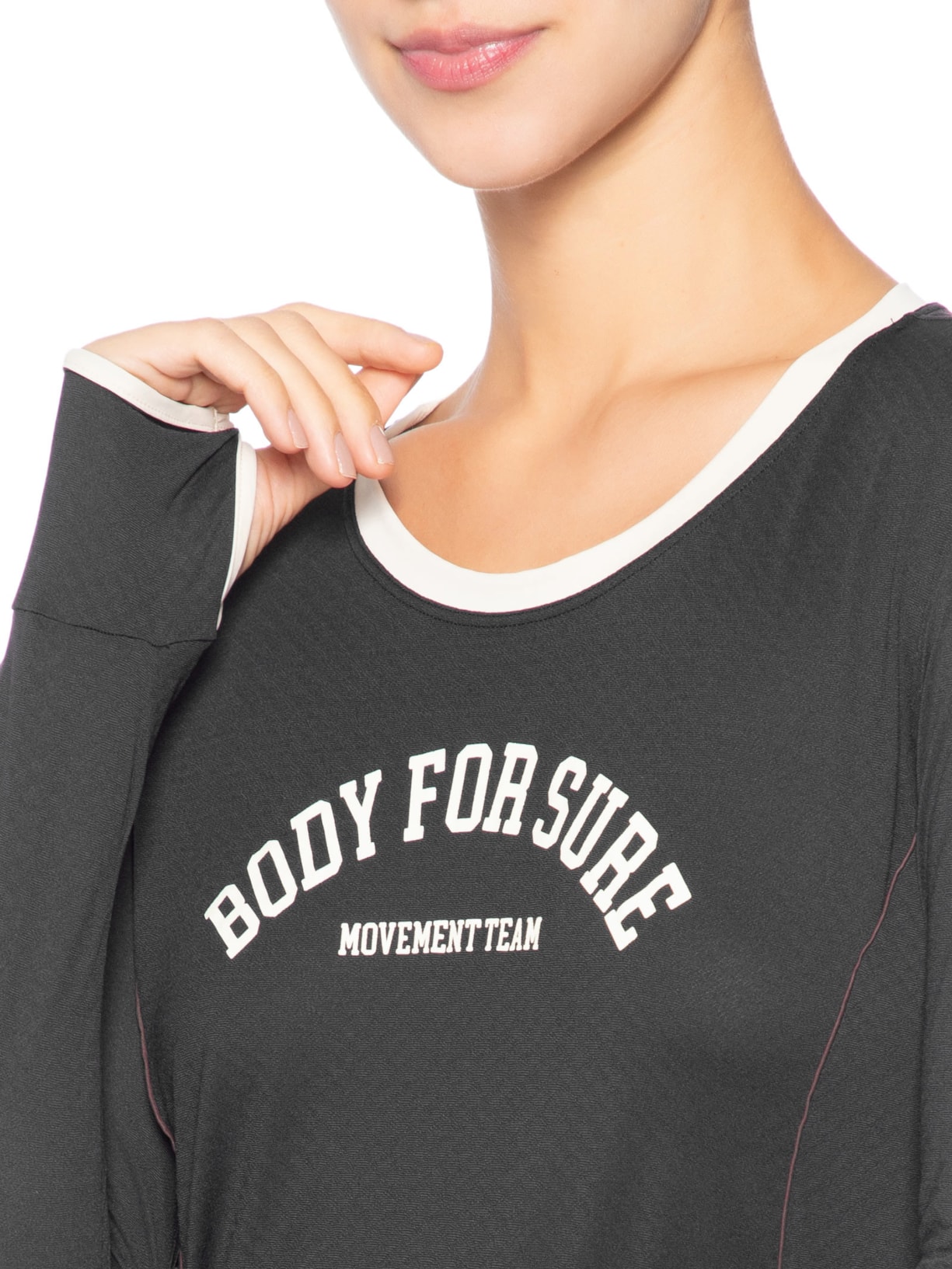 Camiseta Feminina Manga Longa Lisa Preto Body For Sure