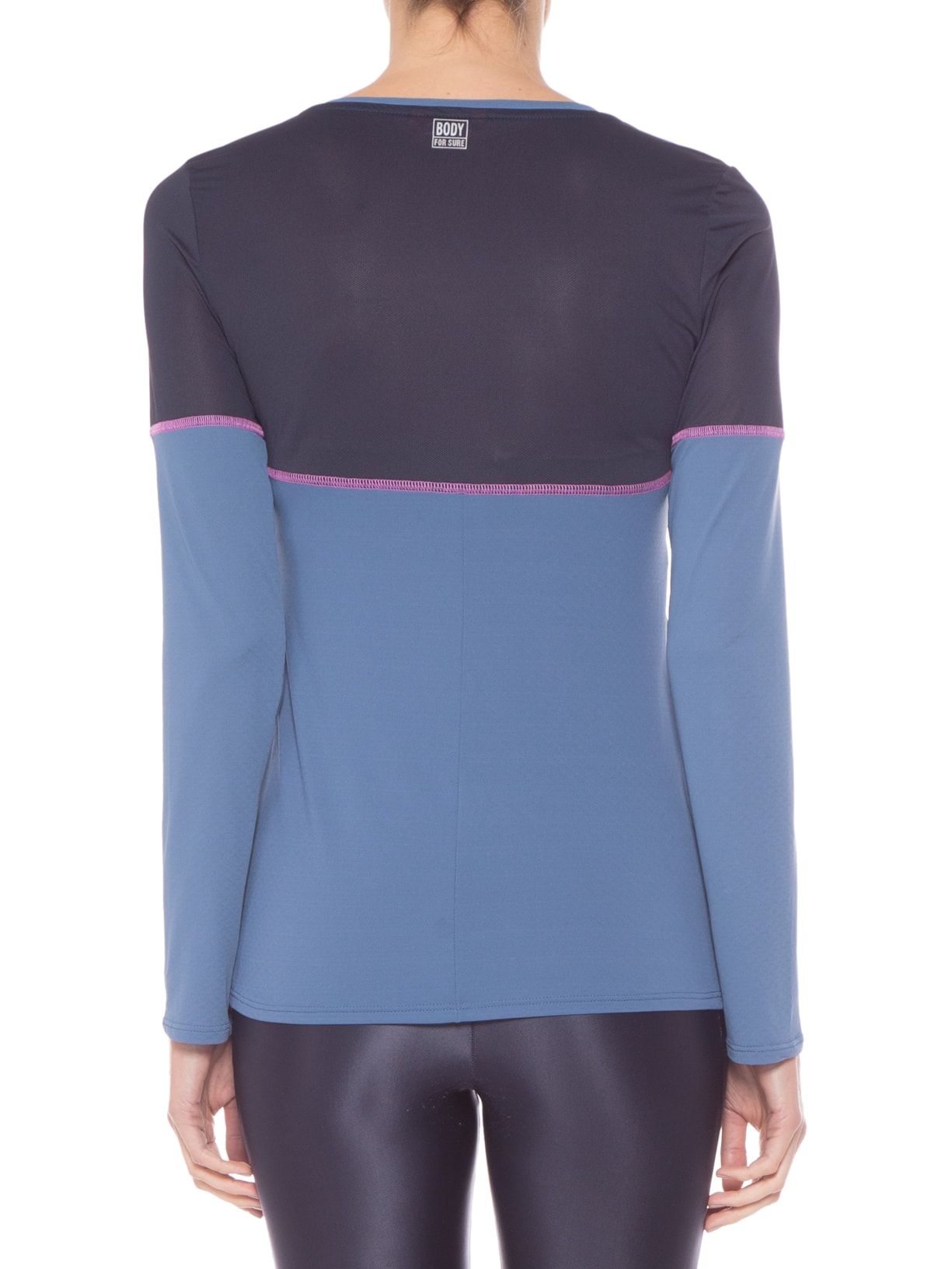 Camiseta Feminina Manga Longa Lisa Twist Azul Body For Sure