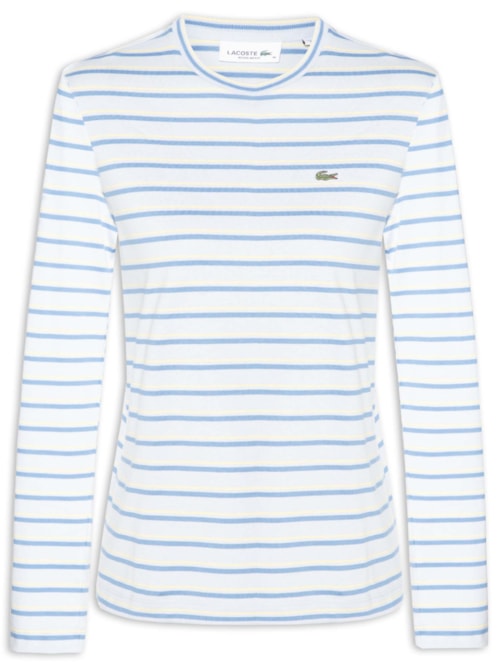 Camiseta Feminina Manga Longa Listrada - Azul