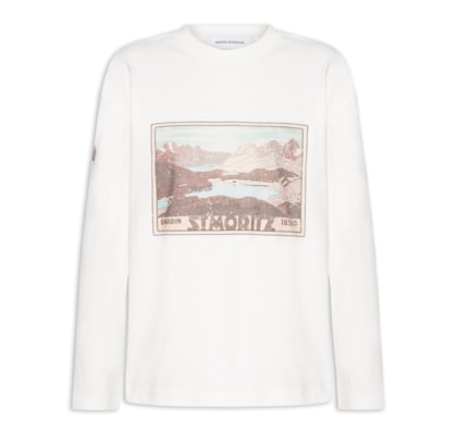 Camiseta Feminina Manga Longa Malha Liky - Branco