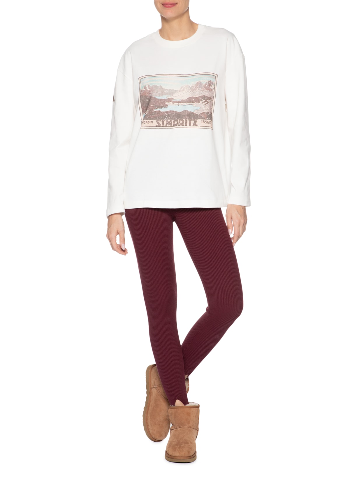 Camiseta Feminina Manga Longa Malha Liky Branco Andrea Bogosian