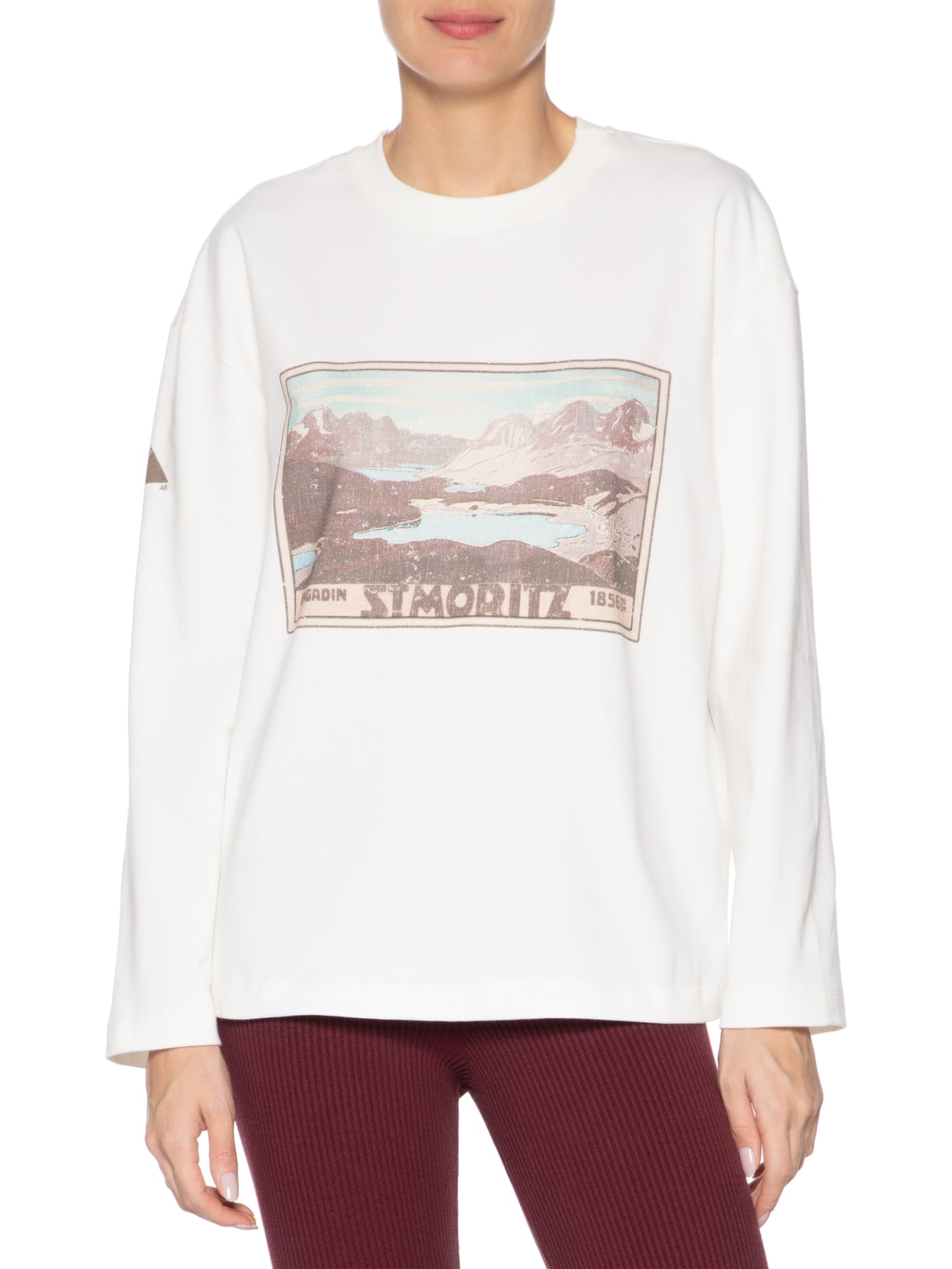 Camiseta Feminina Manga Longa Malha Liky Branco Andrea Bogosian