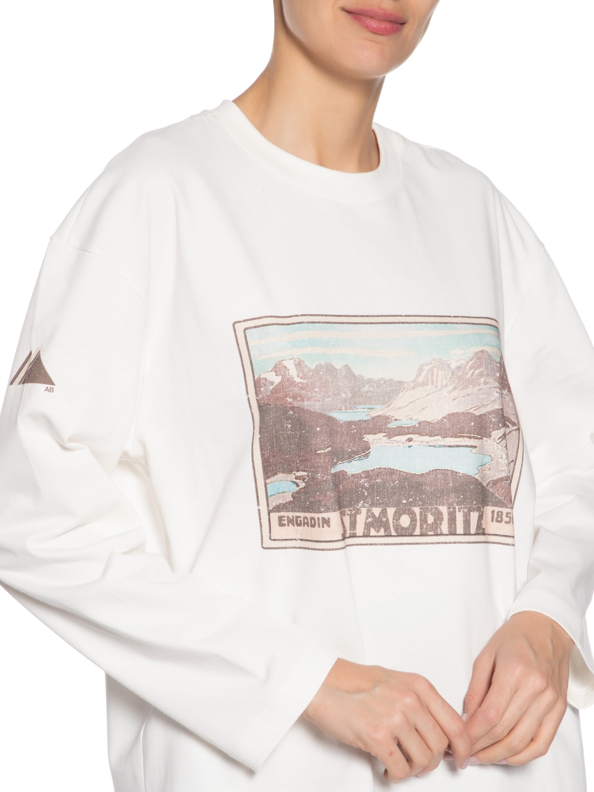 Camiseta Feminina Manga Longa Malha Liky Branco Andrea Bogosian