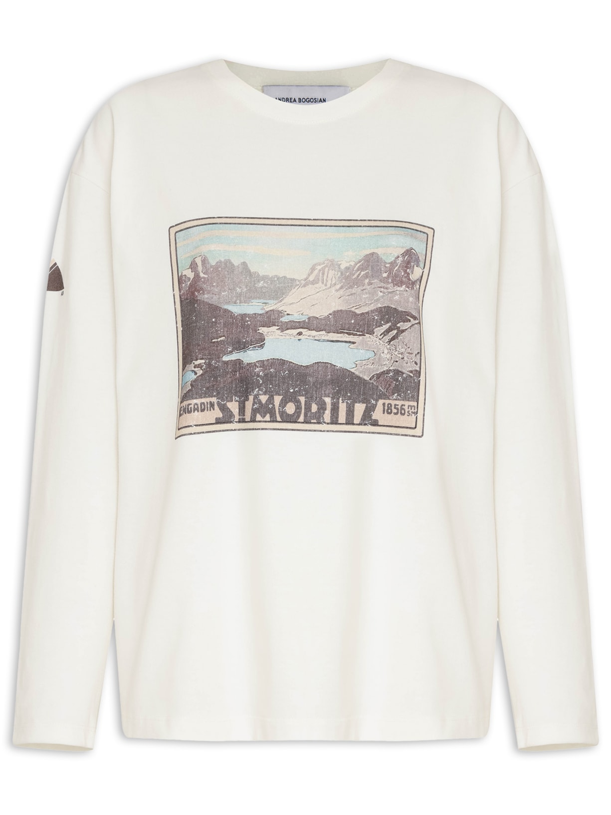 Camiseta Feminina Manga Longa Malha Liky Branco Andrea Bogosian