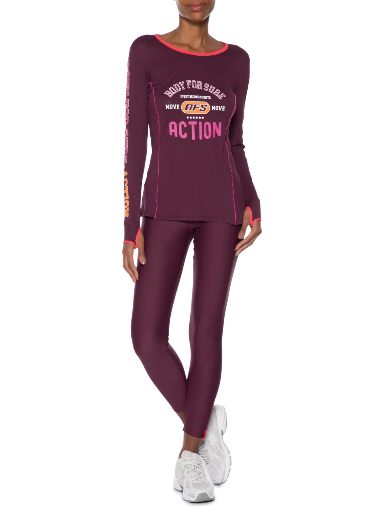 Camiseta Feminina Manga Longa Olympia Vinho Body For Sure
