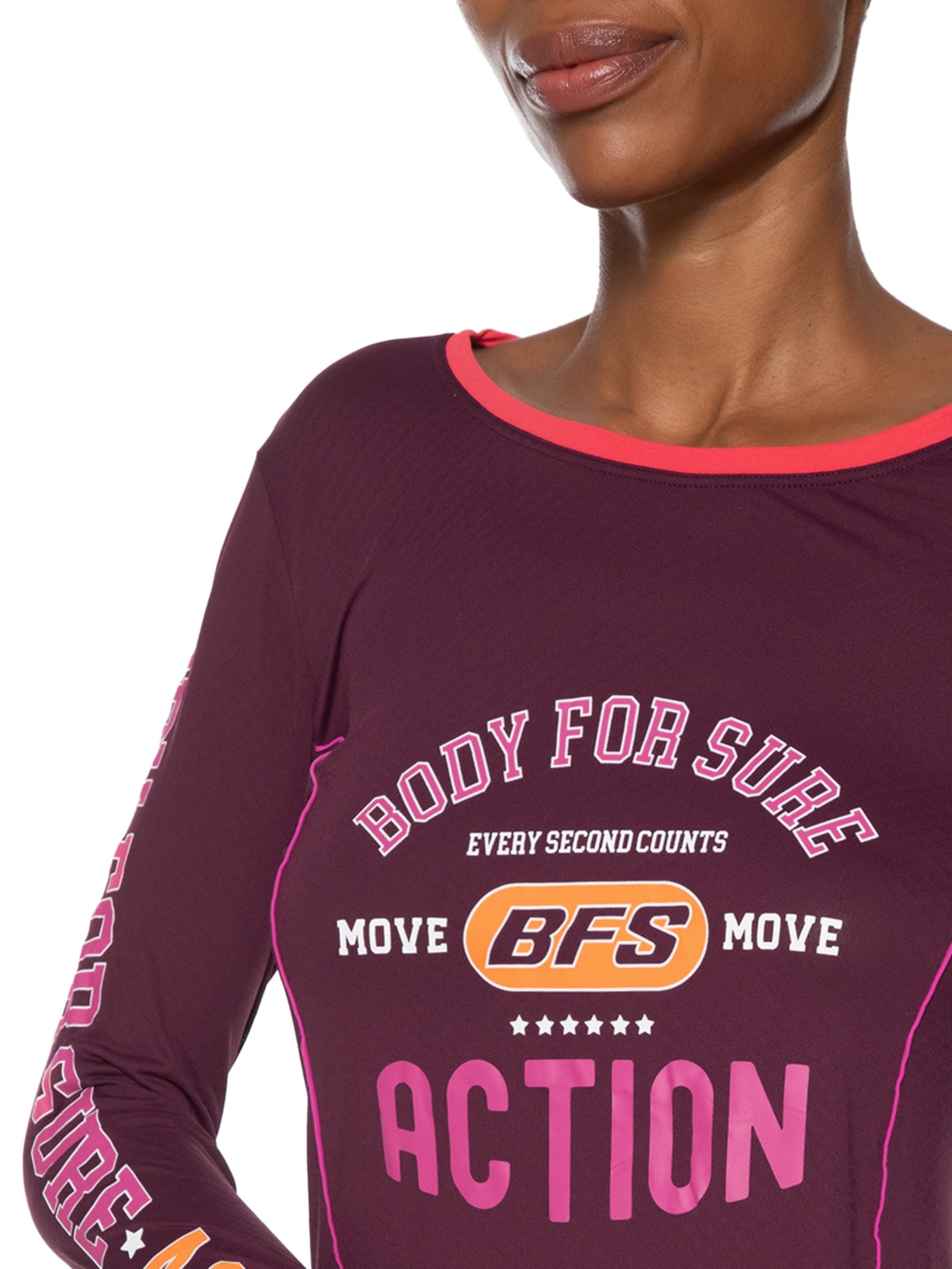 Camiseta Feminina Manga Longa Olympia Vinho Body For Sure